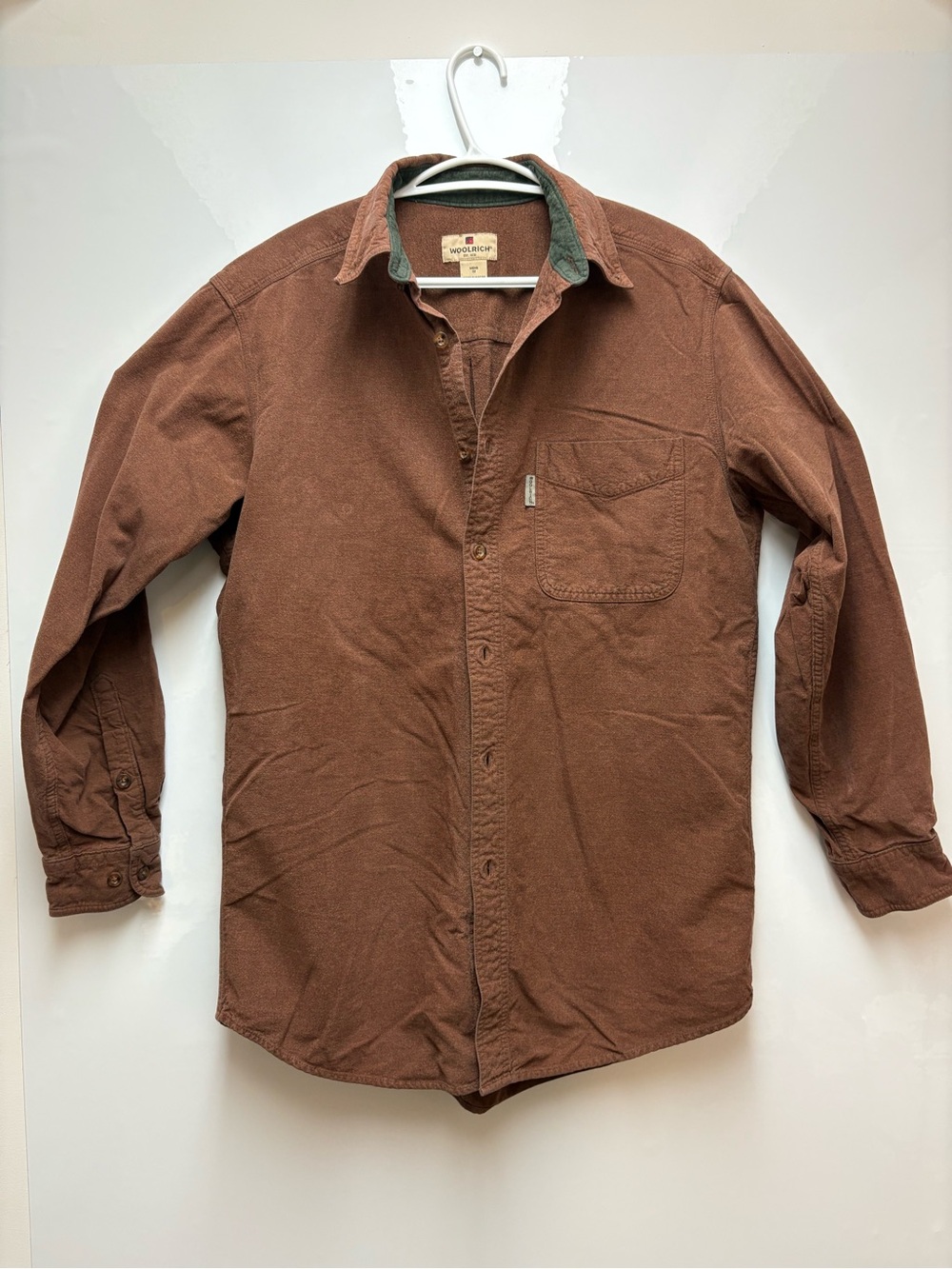 Woolrich 100% Cotton Button Down Shirt Mens Medium Rust Heather